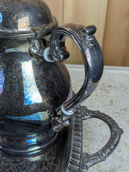 Vintage Leonard Silverplated Tea and Coffee Serving Set with Footed Tray