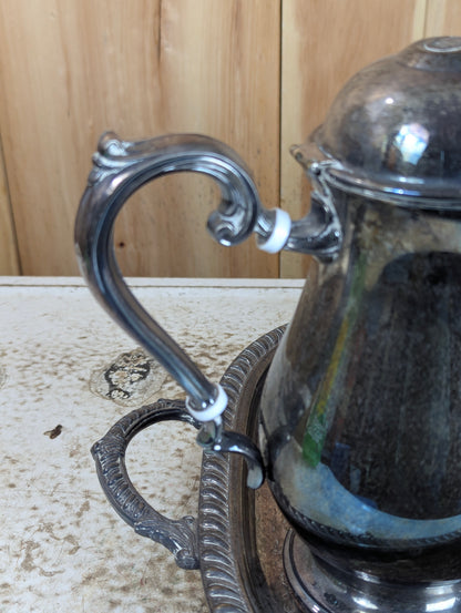 Vintage Leonard Silverplated Tea and Coffee Serving Set with Footed Tray