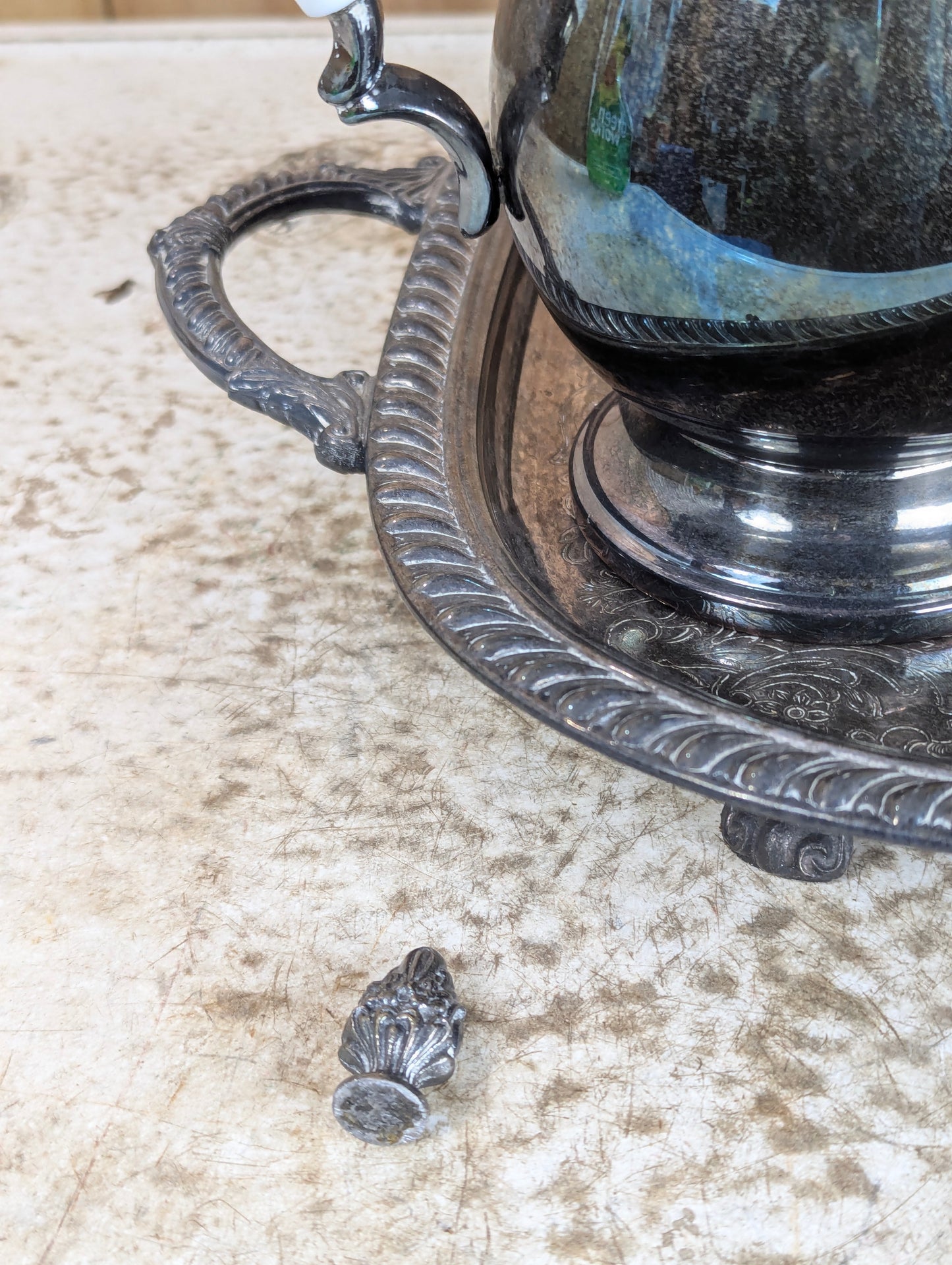 Vintage Leonard Silverplated Tea and Coffee Serving Set with Footed Tray