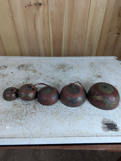 Vintage Handpainted Bronze Chinese Temple Nesting Bells