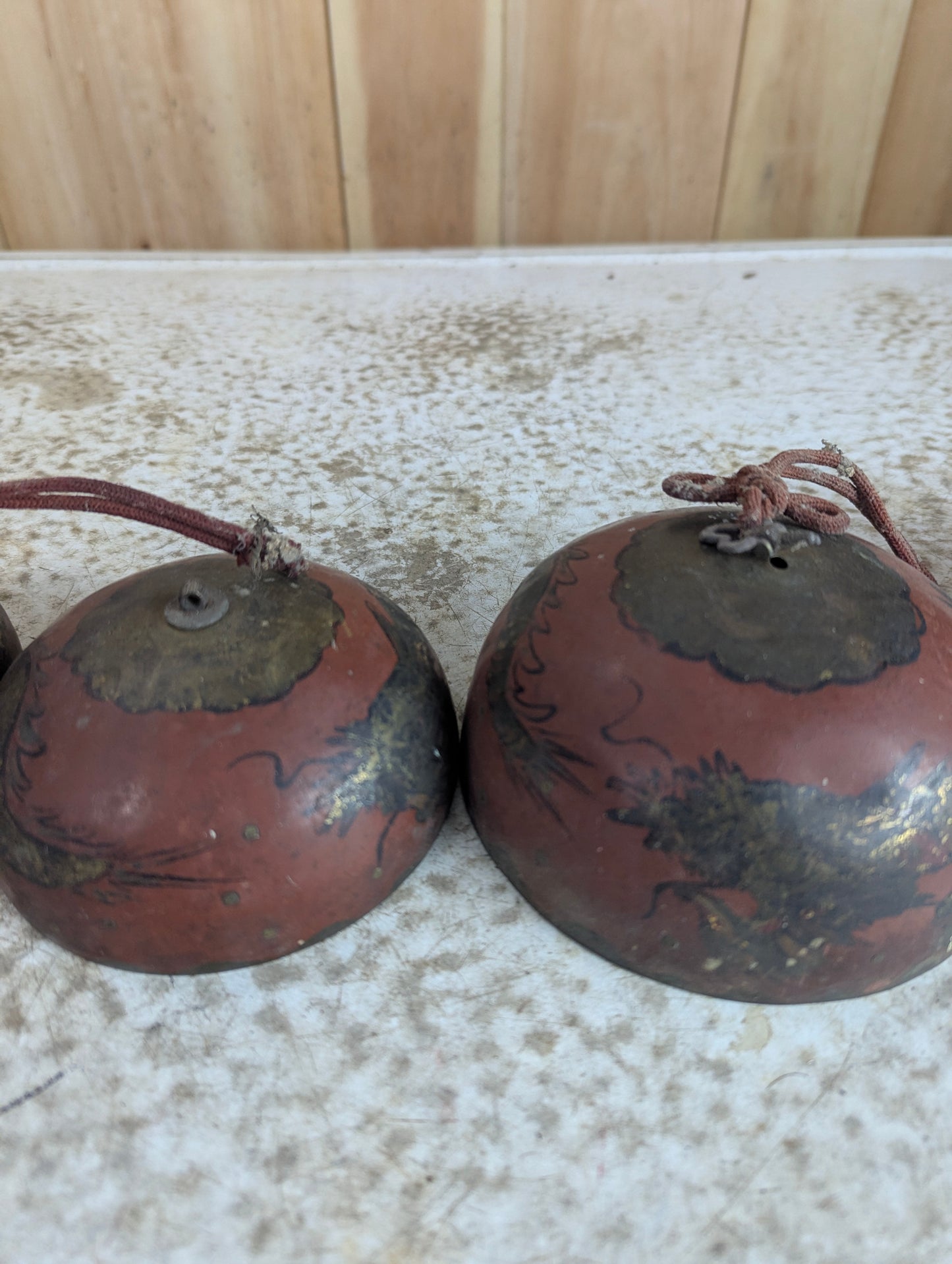 Vintage Handpainted Bronze Chinese Temple Nesting Bells