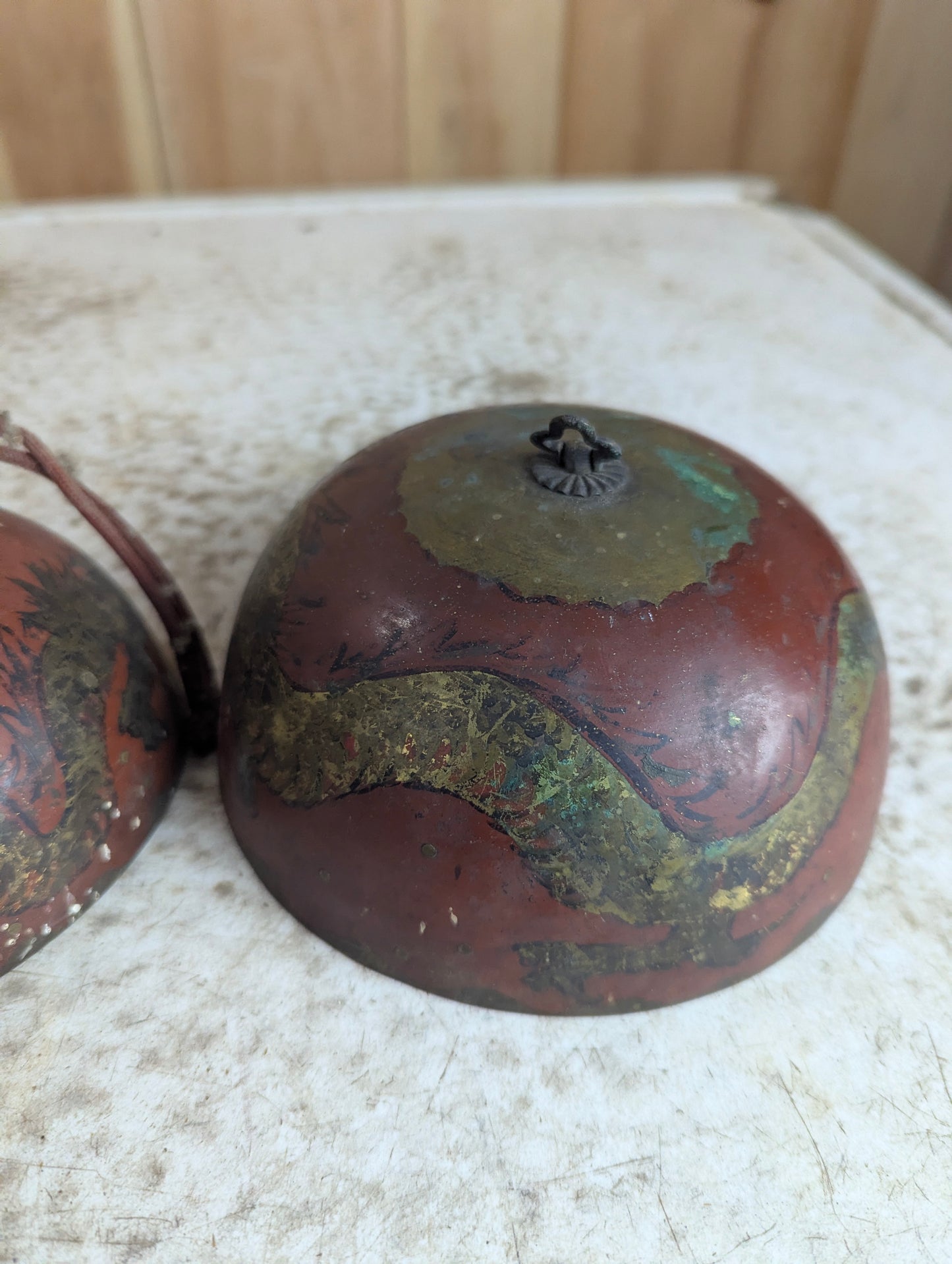 Vintage Handpainted Bronze Chinese Temple Nesting Bells