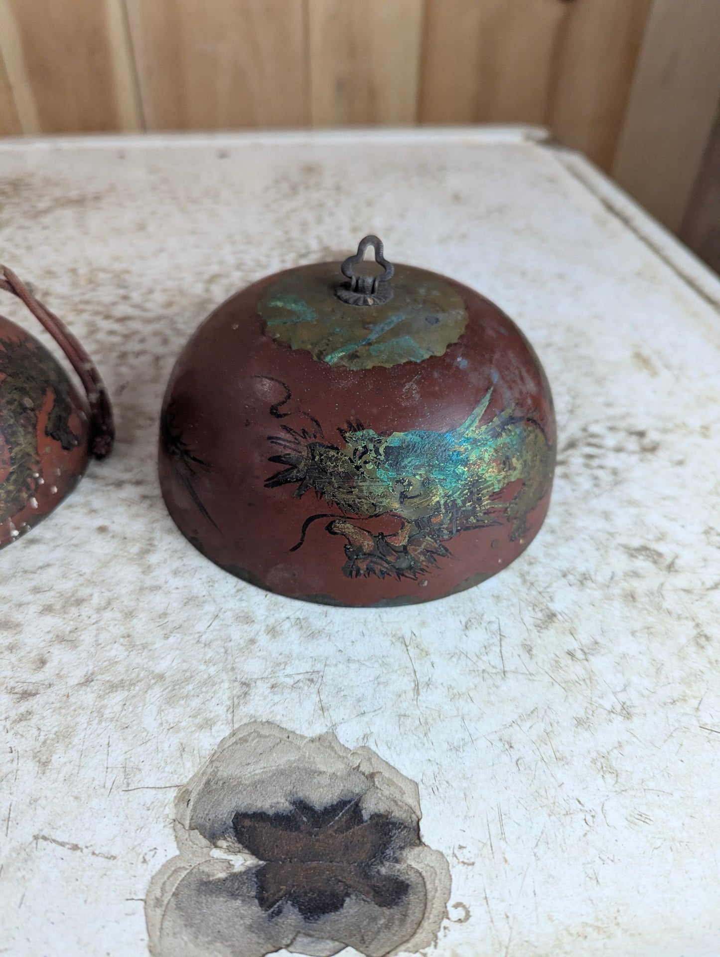 Vintage Handpainted Bronze Chinese Temple Nesting Bells