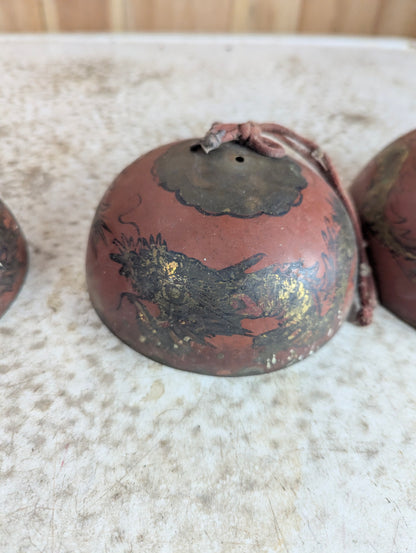 Vintage Handpainted Bronze Chinese Temple Nesting Bells
