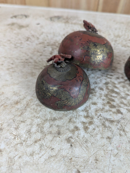 Vintage Handpainted Bronze Chinese Temple Nesting Bells