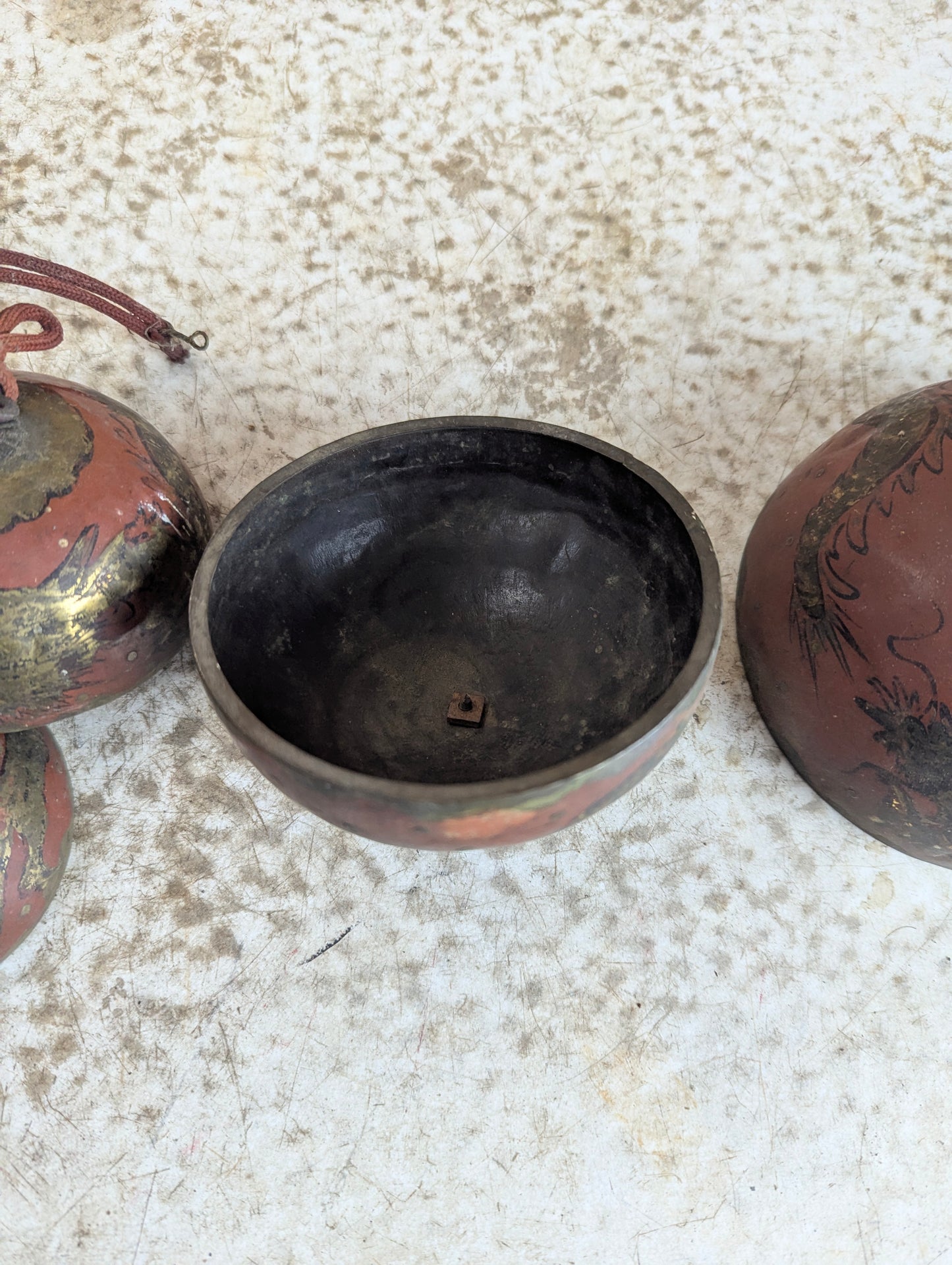 Vintage Handpainted Bronze Chinese Temple Nesting Bells