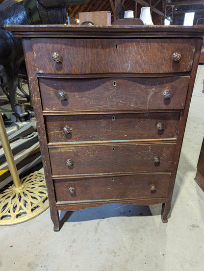 Antique Oak 5-Drawer Highboy Dresser