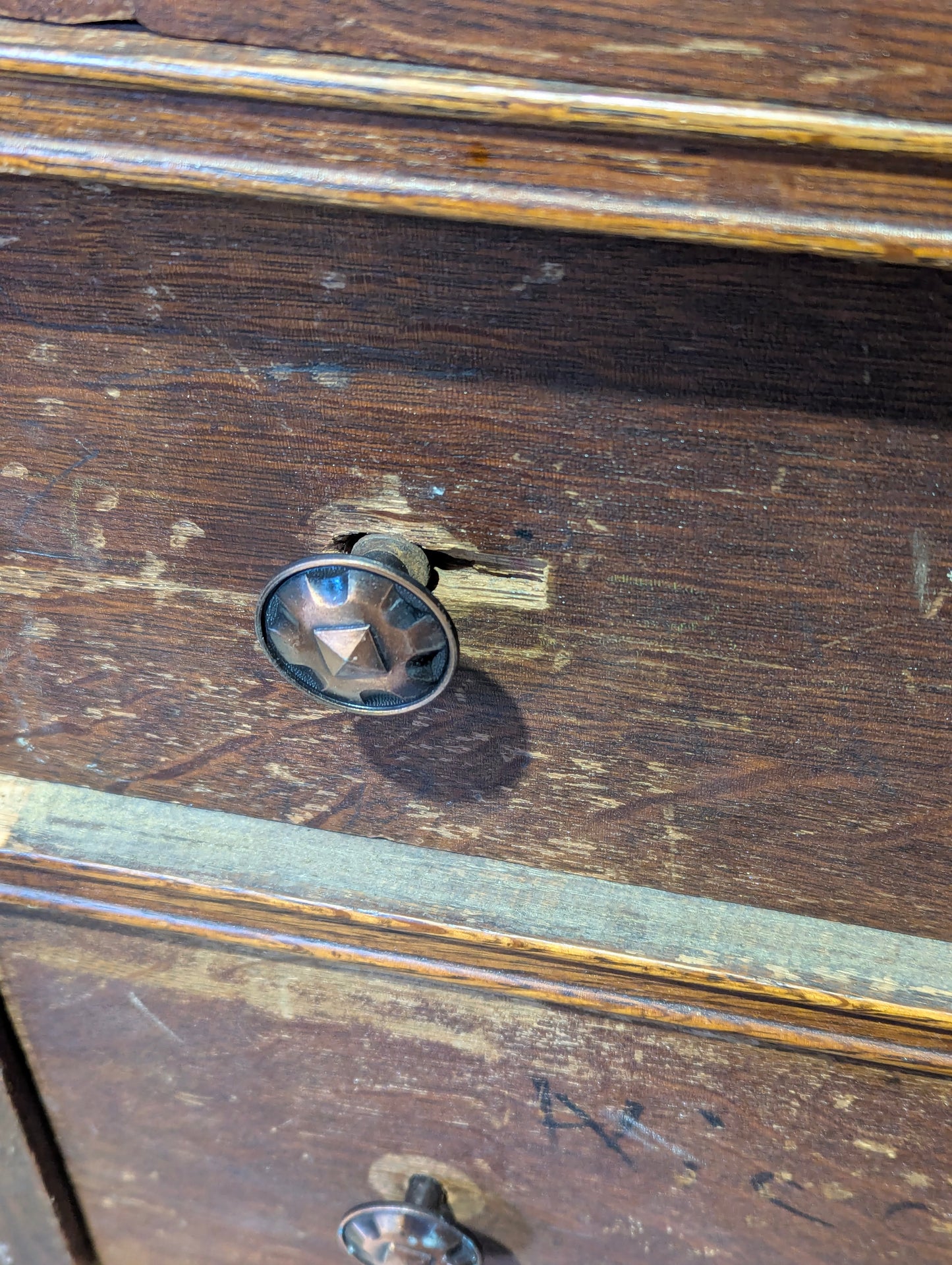 Antique Oak 5-Drawer Highboy Dresser