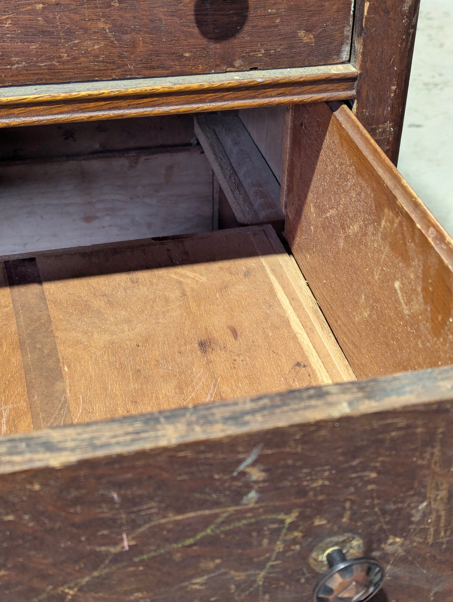Antique Oak 5-Drawer Highboy Dresser