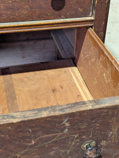 Antique Oak 5-Drawer Highboy Dresser