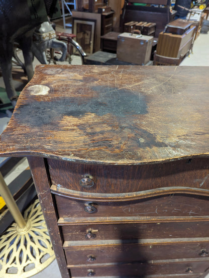 Antique Oak 5-Drawer Highboy Dresser