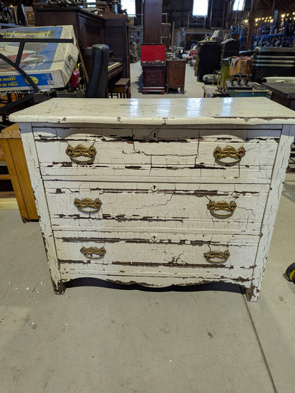 Antique 3-Drawer Crackle Finish Dresser