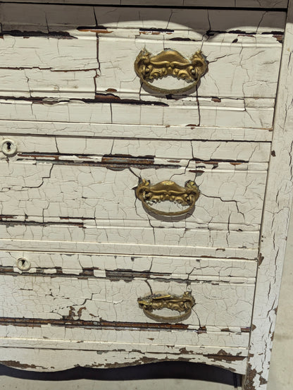 Antique 3-Drawer Crackle Finish Dresser