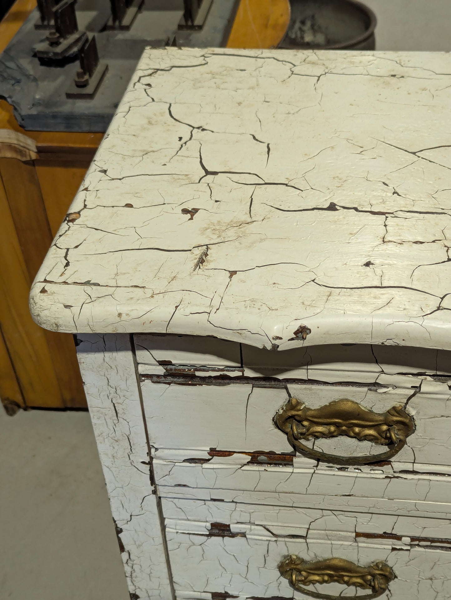 Antique 3-Drawer Crackle Finish Dresser