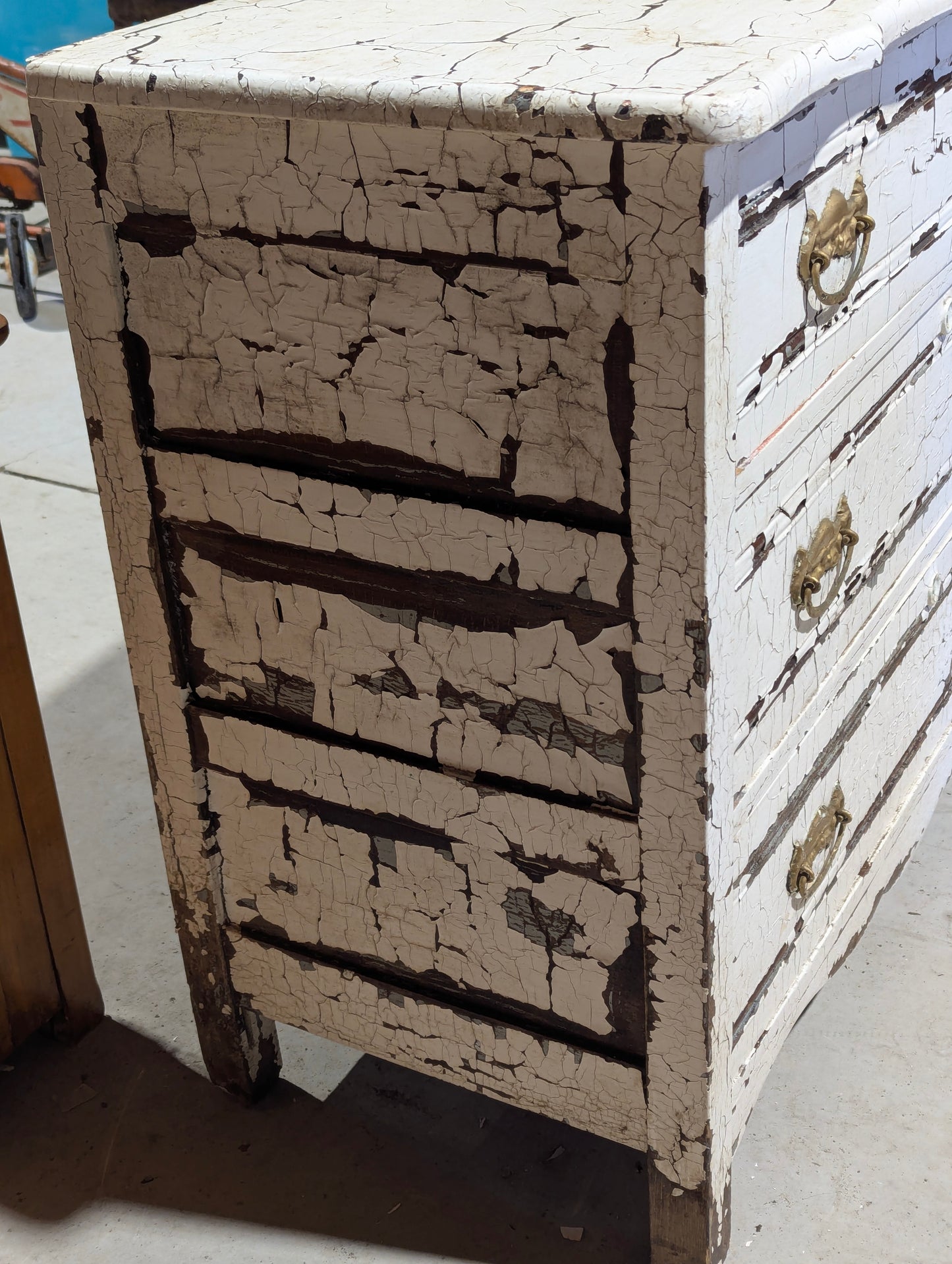 Antique 3-Drawer Crackle Finish Dresser