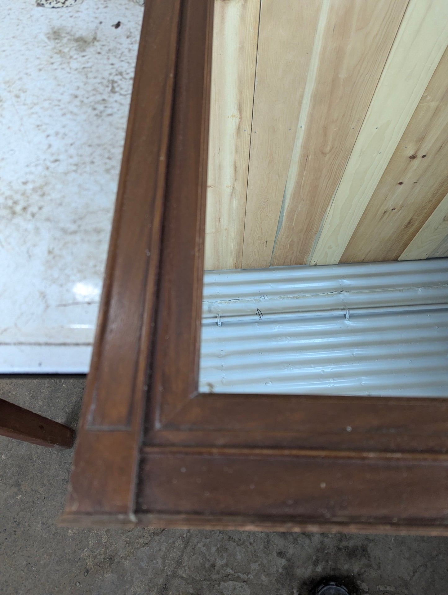 Vintage Wood Framed Wall Mounted Mirror