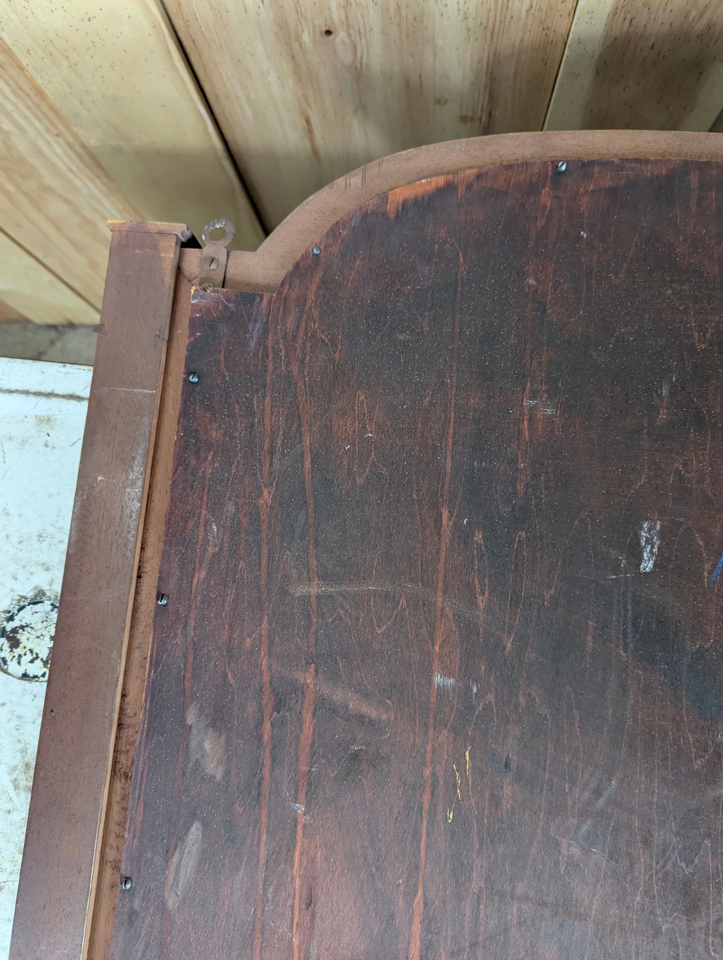 Vintage Wood Framed Wall Mounted Mirror