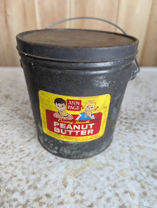 Vintage 4lb Ann Page Creamy Smooth Peanut Butter Tin Pail