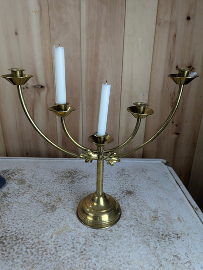 Vintage 5 Stem Brass Candelabra