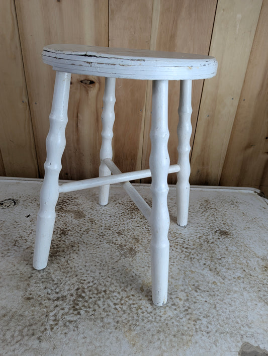 Rustic White Wooden Stool