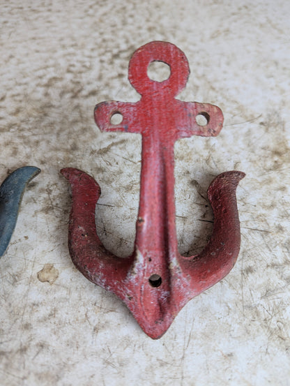 Pair of Cast Iron Anchor Coat Hooks