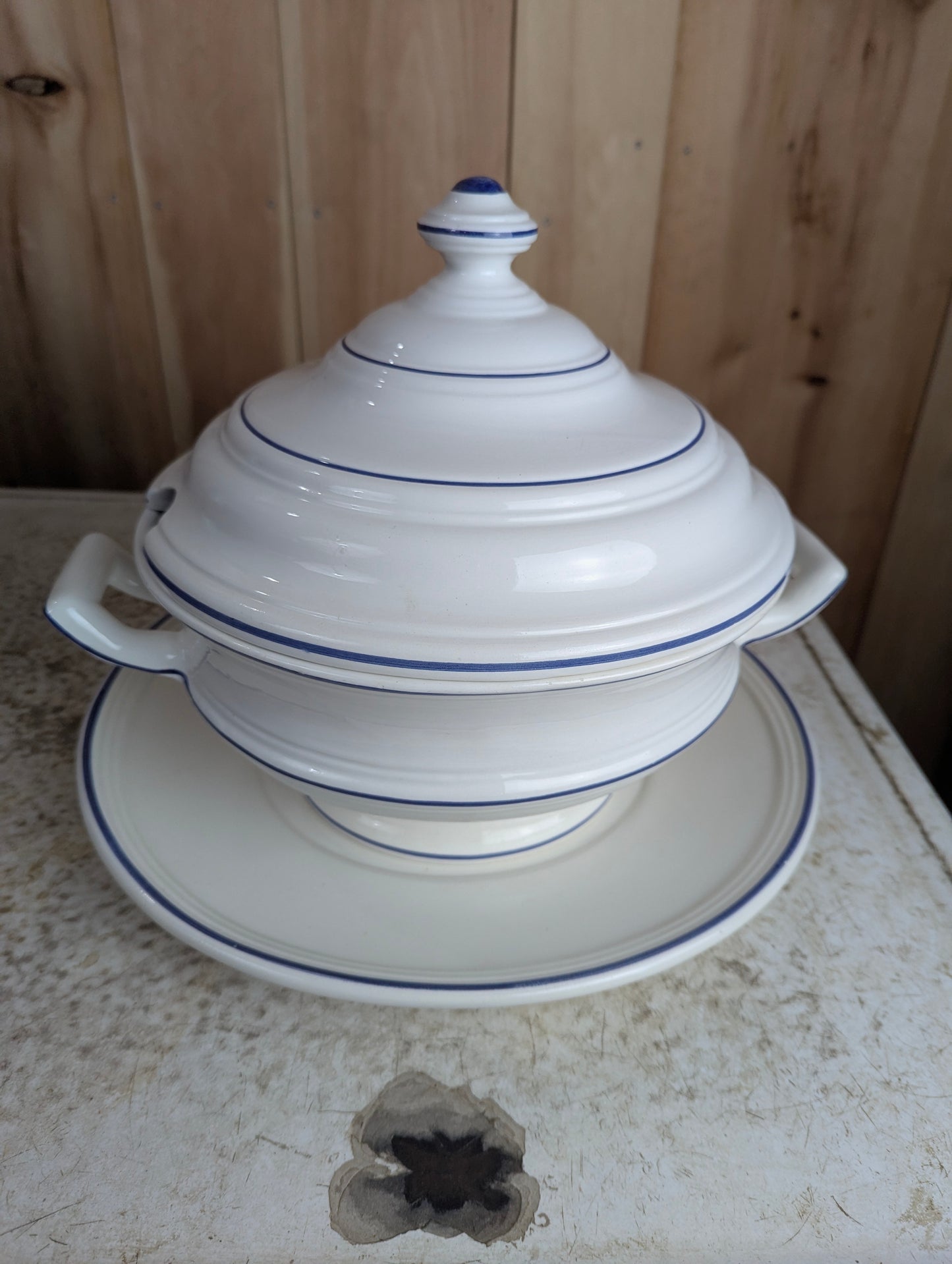 Vintage Soup Tureen with Lid and Plate, Made in Italy