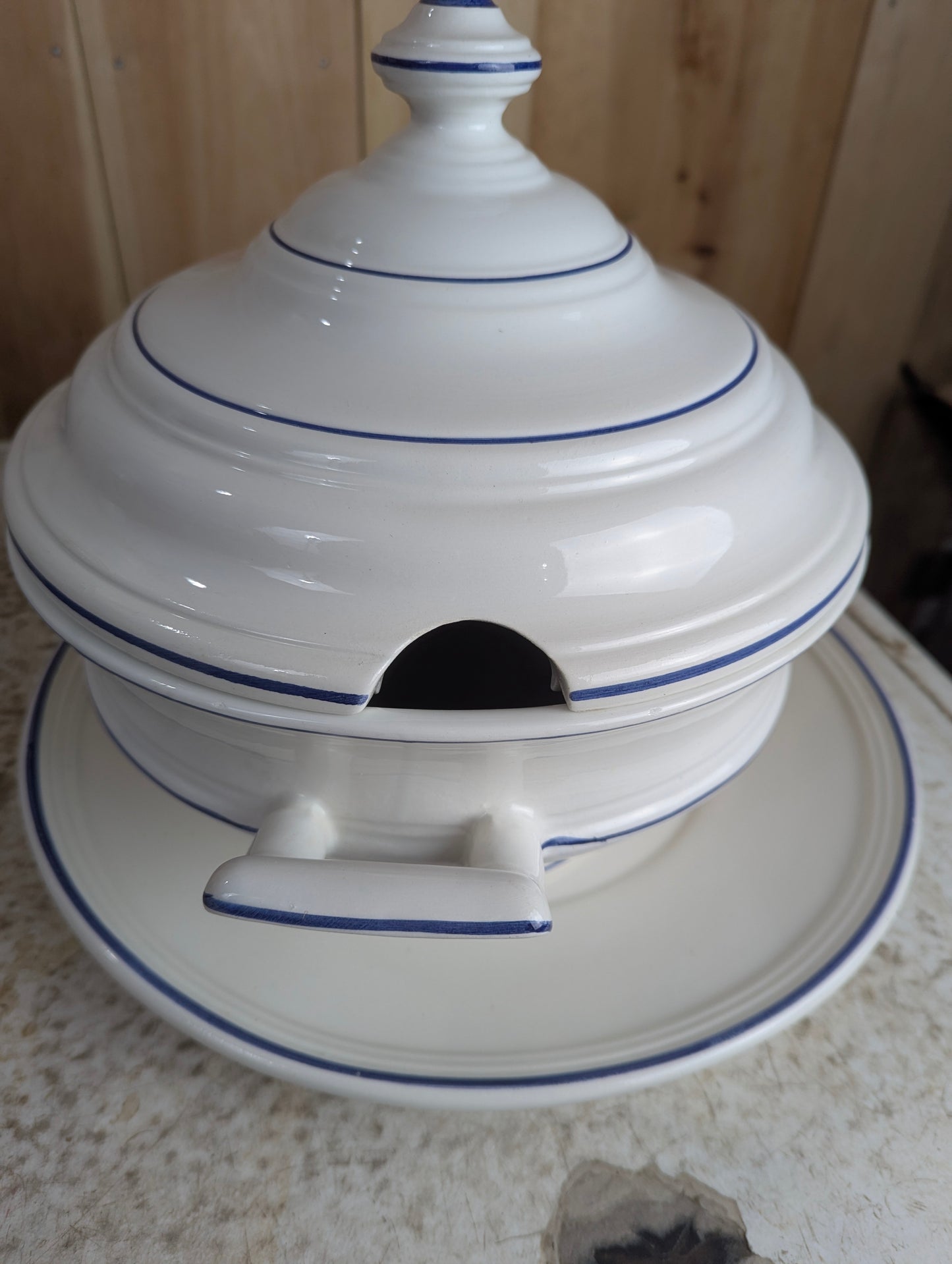 Vintage Soup Tureen with Lid and Plate, Made in Italy