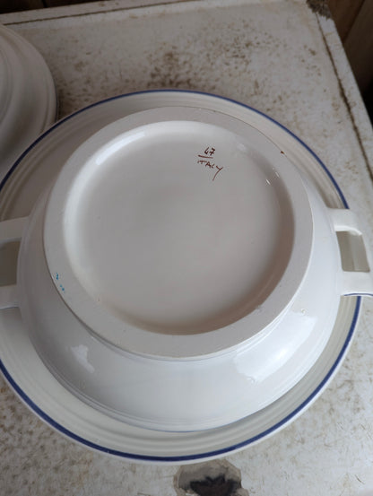 Vintage Soup Tureen with Lid and Plate, Made in Italy