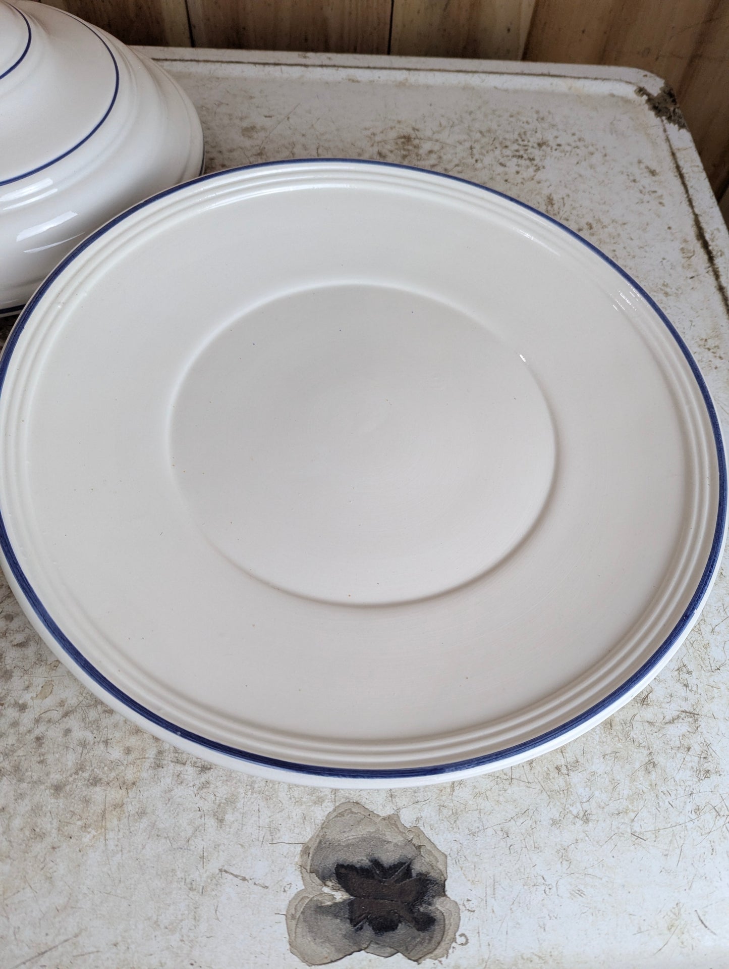 Vintage Soup Tureen with Lid and Plate, Made in Italy