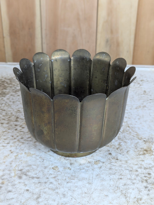 Vintage Handcrafted Indian Brass Flower Pot