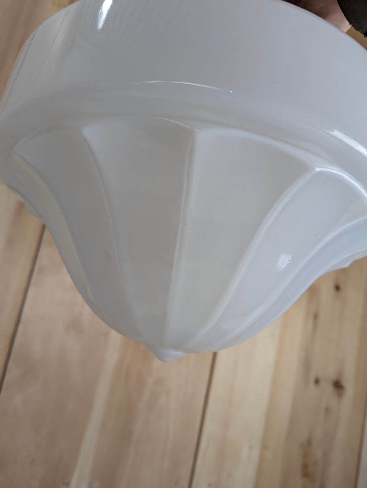 Vintage 1940s Schoolhouse Milk Glass Pendant Light