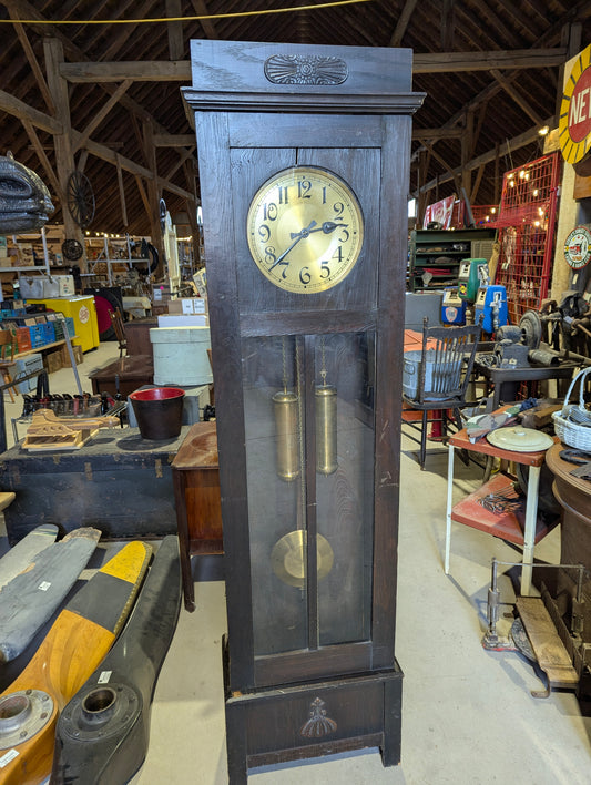 Antique Gustav Becker German Mission Oak Grandfather Clock