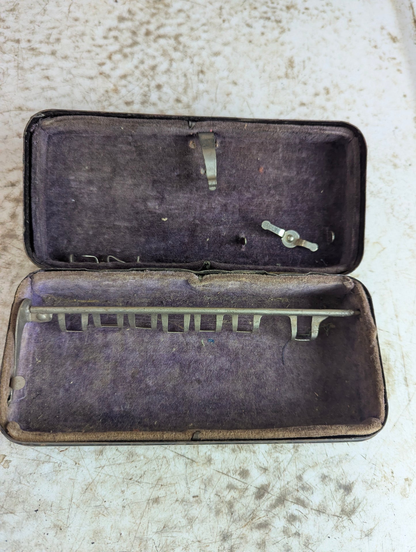 Antique Sewing Machine Tin Accessory Box
