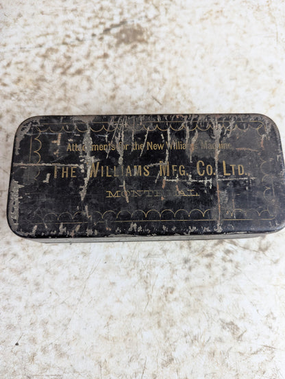 Antique Sewing Machine Tin Accessory Box