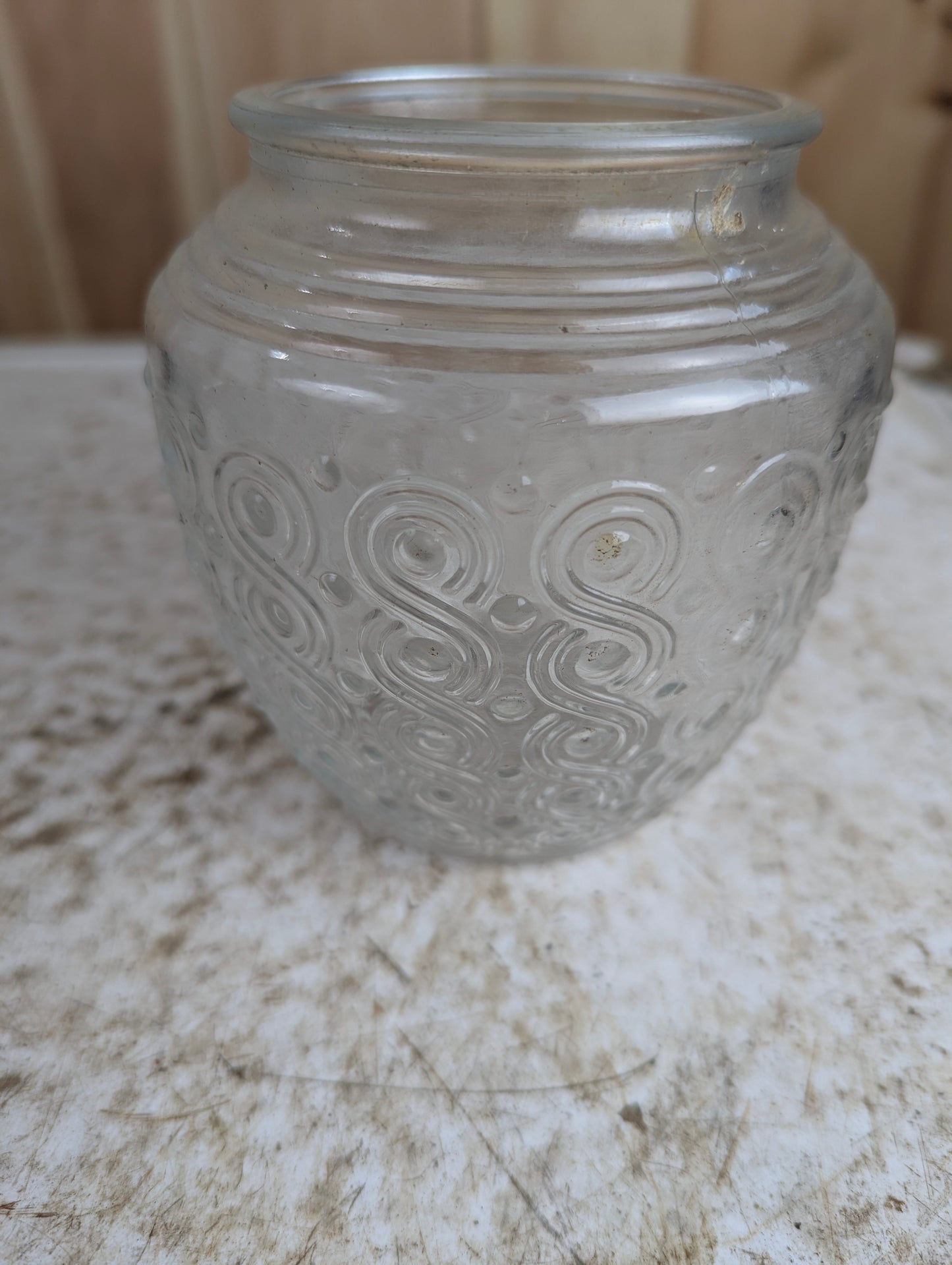 Vintage MCM Mid-Century Clear Glass Swirl Dot Pattern Shade