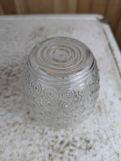 Vintage MCM Mid-Century Clear Glass Swirl Dot Pattern Shade