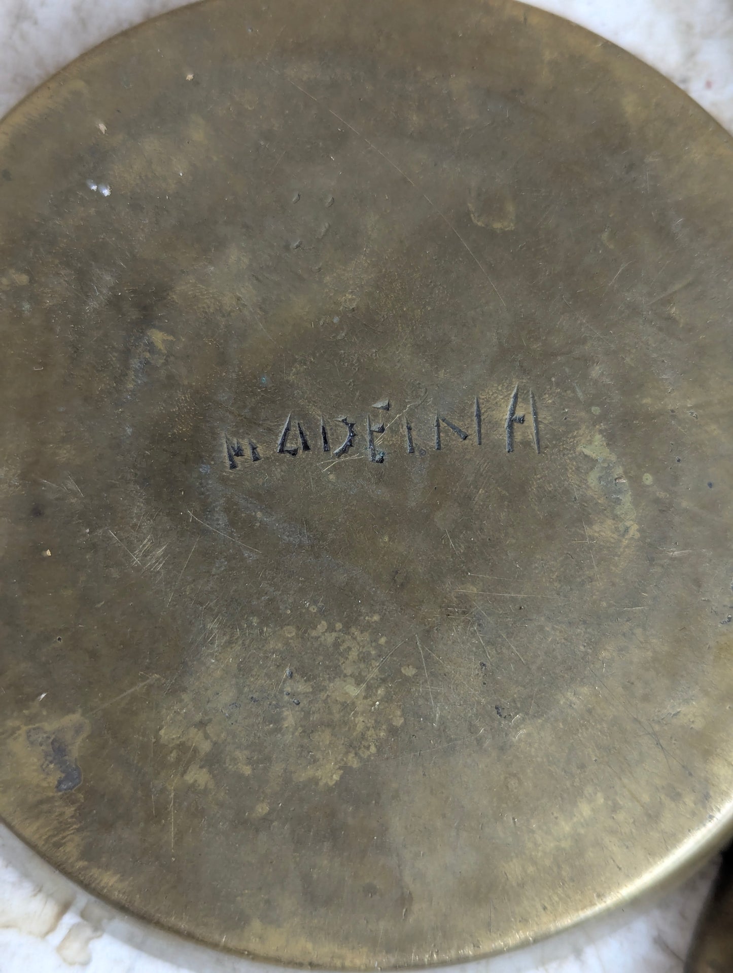 Set of 4 Vintage Chinese Etched Brass Dishes