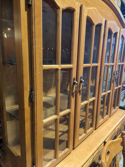 Solid Maple Buffet & Hutch with Table & 6 Chairs Set