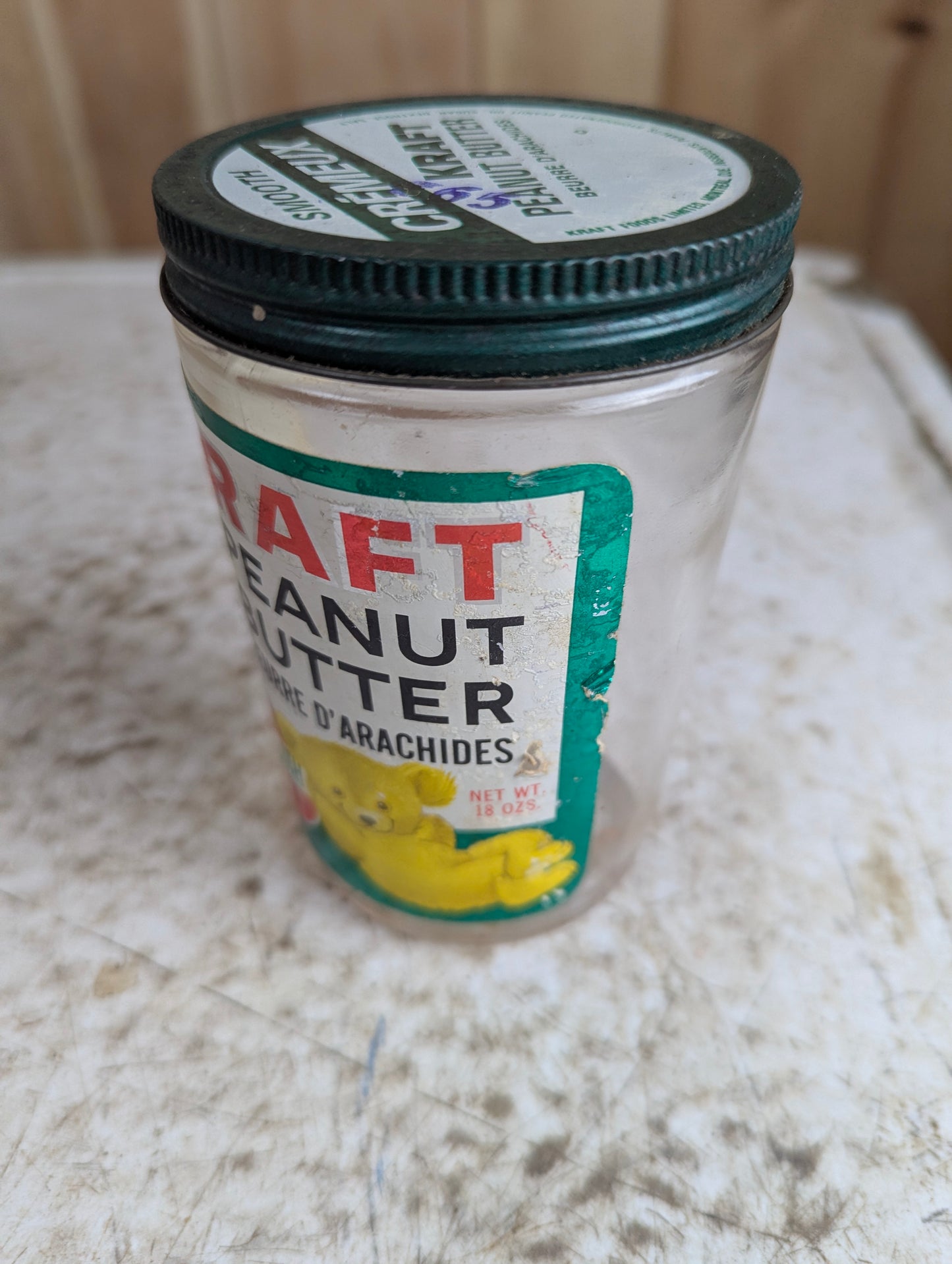 Vintage Kraft Smooth Peanut Butter 18 Oz. Glass Jar with Lid