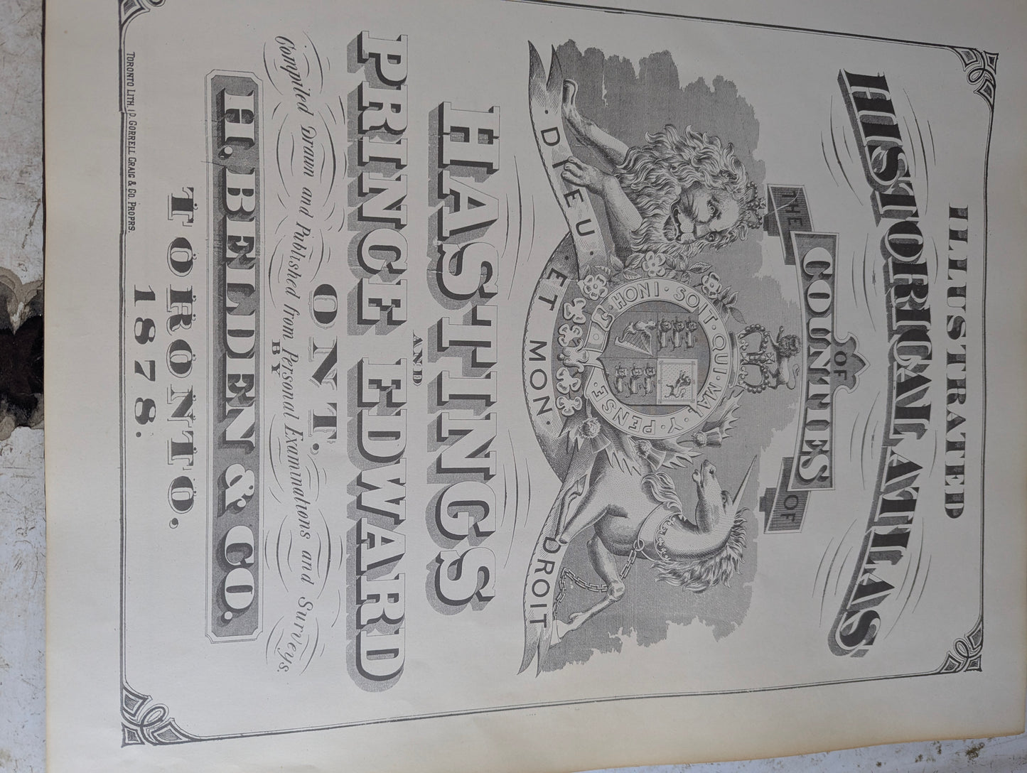 Historical Atlas of Hastings & Prince Edward Counties, Ontario 1878: 1972 Reprinting