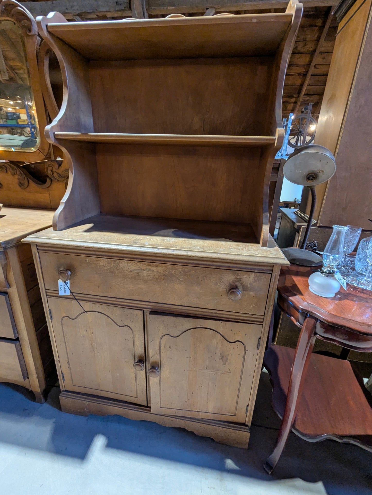 Vintage Maple Open Shelf Hutch