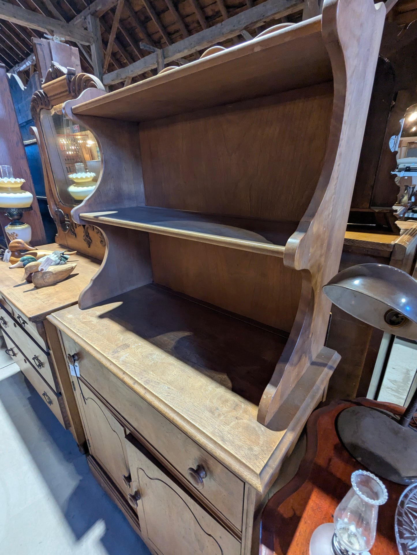 Vintage Maple Open Shelf Hutch