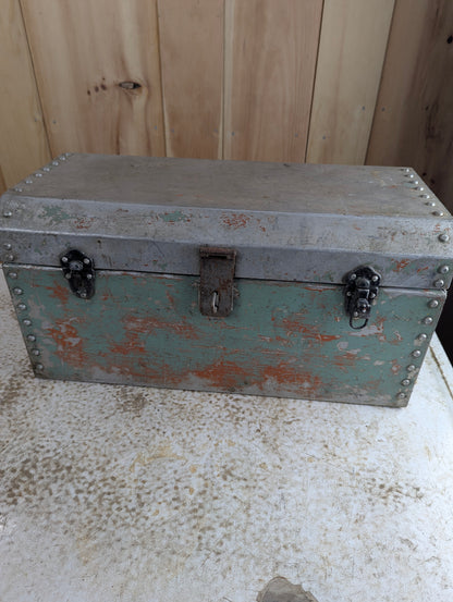 Vintage Riveted Metal Tool Box