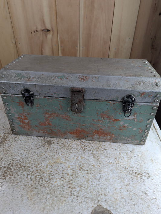 Vintage Riveted Metal Tool Box