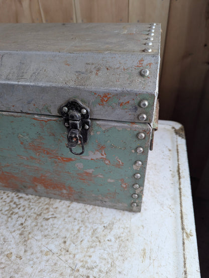 Vintage Riveted Metal Tool Box