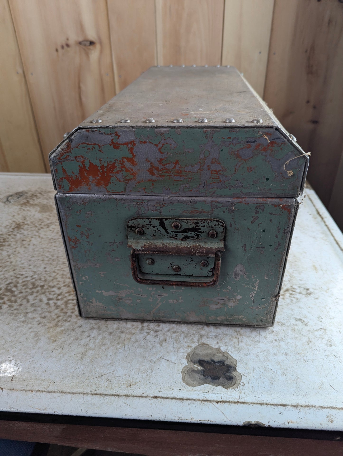 Vintage Riveted Metal Tool Box
