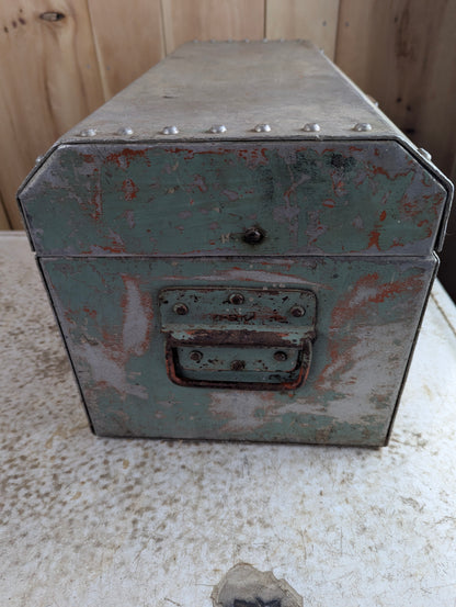 Vintage Riveted Metal Tool Box
