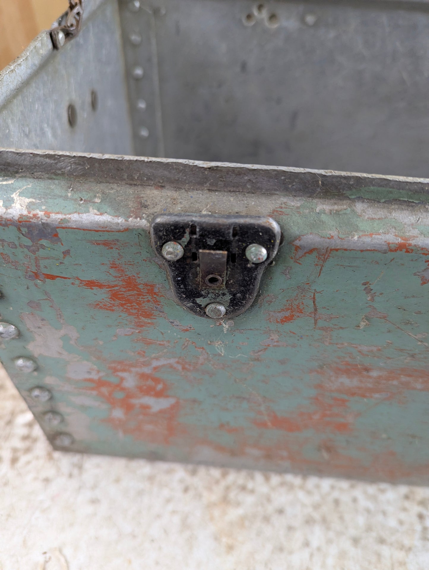 Vintage Riveted Metal Tool Box