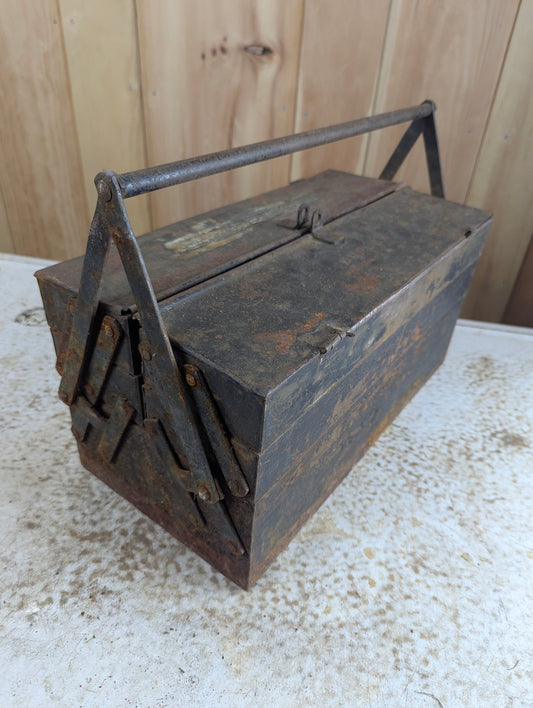 Antique 1920s Duplex Cantilever Metal Tool Box