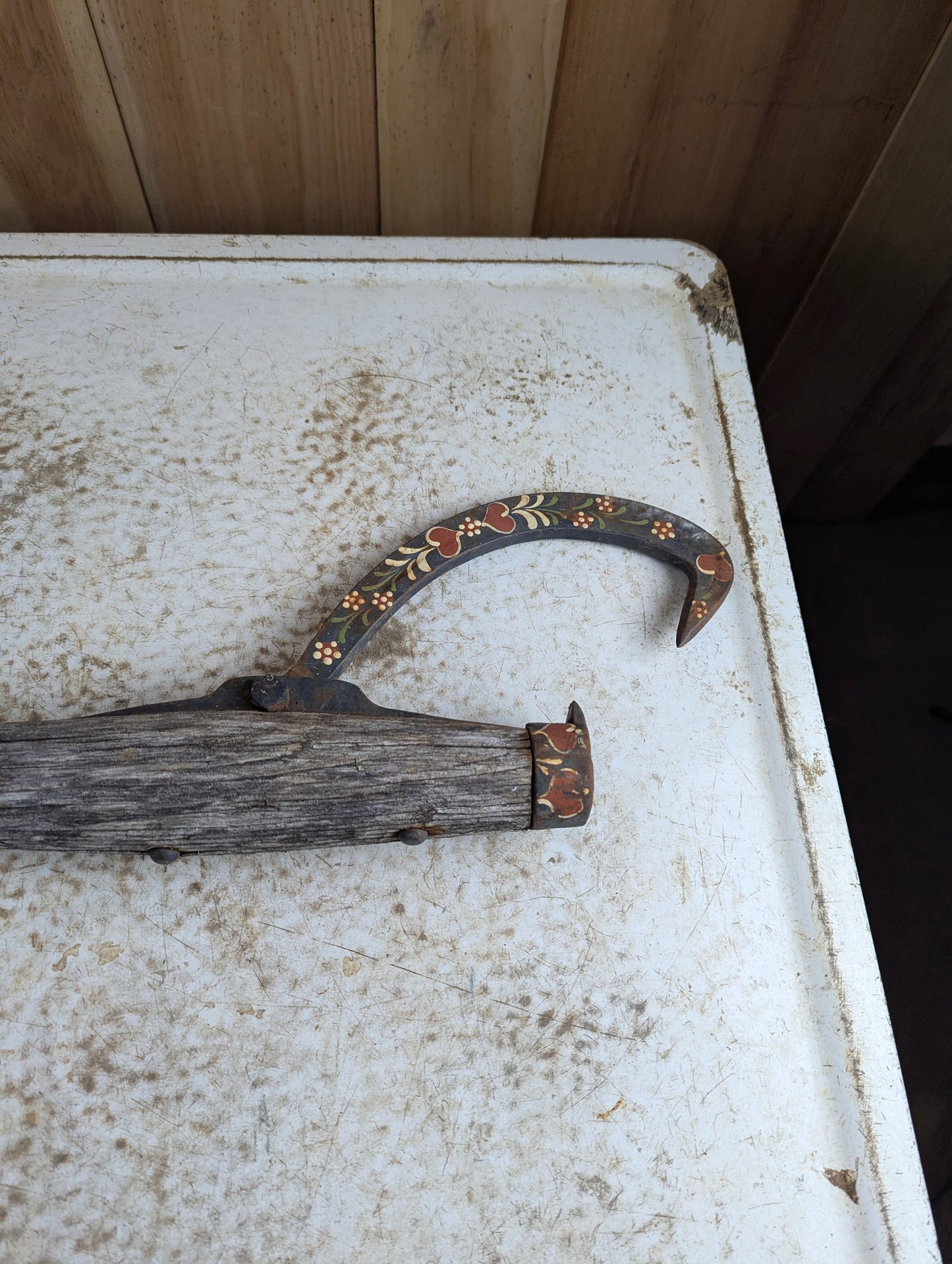Rustic Painted Antique Cant Log Hook